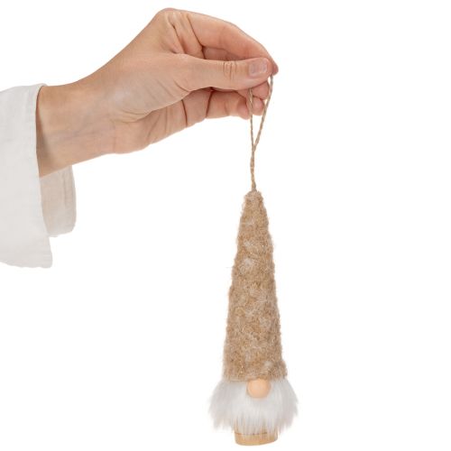 Wooden and Textile Gnome Decorations with Beard, 17cm, Set of 6, Beige, White, and Light Brown | Floristik24.co.uk