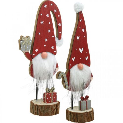 Floristik24 Wooden gnome decoration Christmas gnome H26/30cm 2pcs