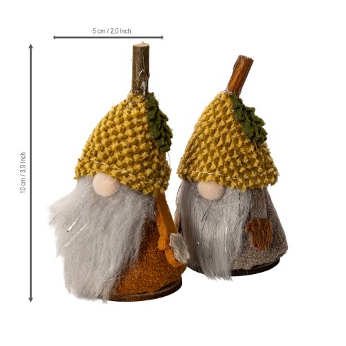 Gnome figurine set with knitted hat and acorn, 10cm, 6 pieces | Floristik24.co.uk