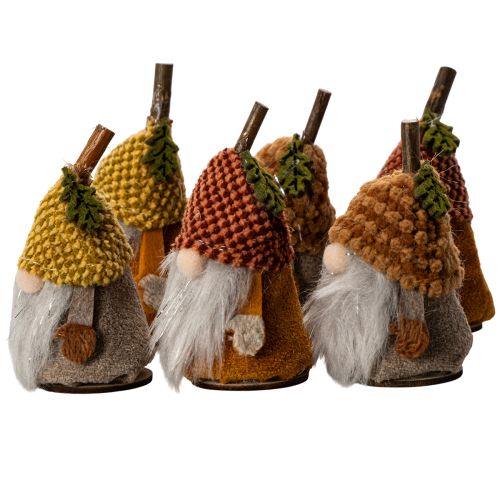 Gnome figurine set with knitted hat and acorn, 10cm, 6 pieces | Floristik24.co.uk