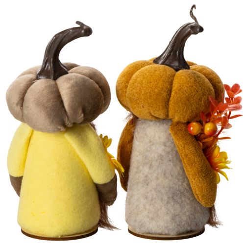 Pumpkin Gnome Autumn Decorations with Sunflower and Beard 16cm Set of 2 | Floristik24.co.uk