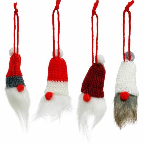 Floristik24 Gnome with pointed hat for hanging red, white, gray L10–12cm 12pcs