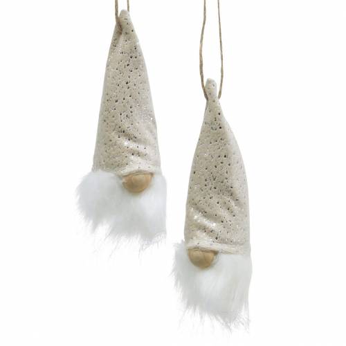 Floristik24 Gnome with pointed hat to hang cream 17cm L25cm 4pcs