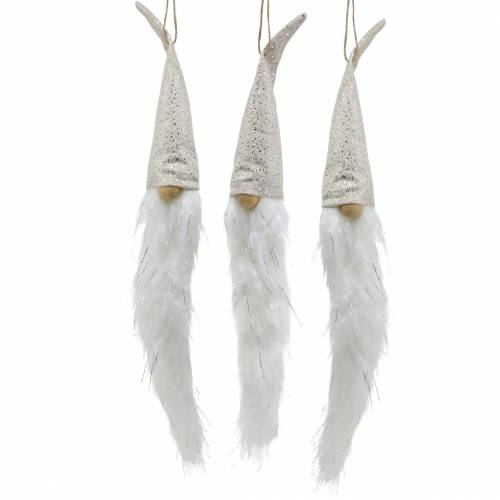 Floristik24 Gnome with pointed hat to hang cream 48cm L57cm 3pcs