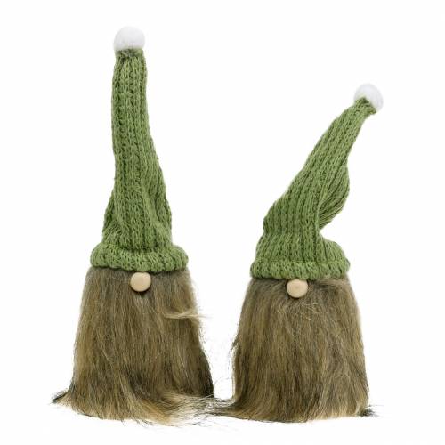 Floristik24 Gnome with wool hat green 21cm 2pcs