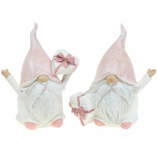 Floristik24 Christmas decoration gnome pink / white 11.5cm 2pcs