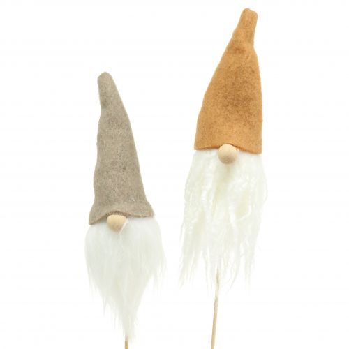 Floristik24 Gnome head as plug gray, brown 20cm 4pcs