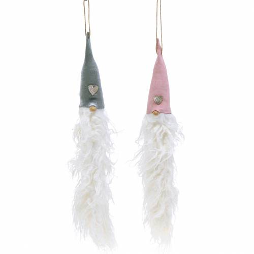 Floristik24 Gnome head for hanging 45cm pink / gray 2pcs