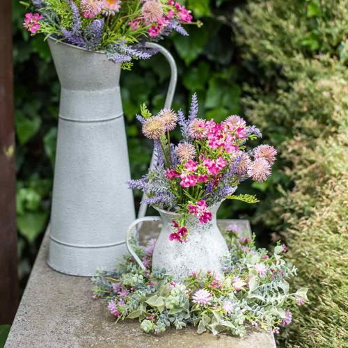 Floristik24 Meadow wreath flocked with clover pink, green Ø30cm