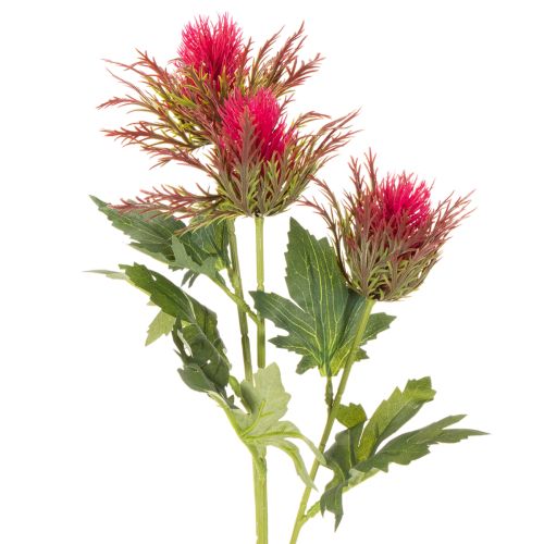 Artificial Red Thistle Stem 67cm Decorative Branch Set of 3 | Floristik24.co.uk