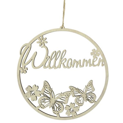 Floristik24 Welcome sign wooden decorative ring butterfly Ø21.5cm 4pcs