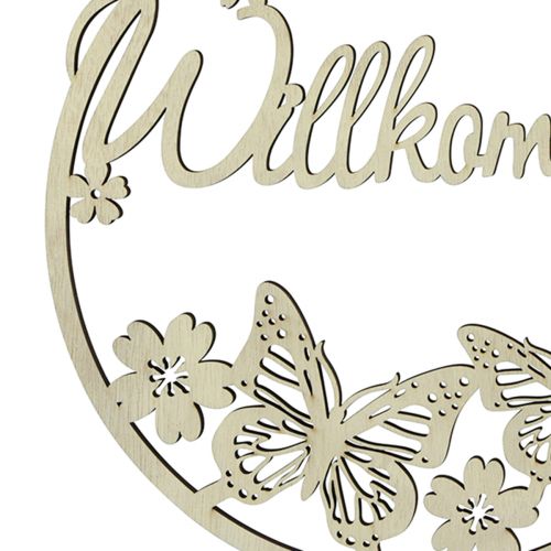 Product Welcome sign wooden decorative ring butterfly Ø21.5cm 4 pcs