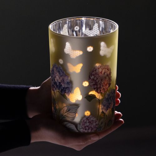 Product Glass tealight holder with floral motif for harmonious living moments, 18cm