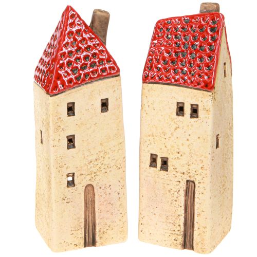 Lantern Advent ceramic house autumn decoration H18/18.5cm 2 pcs