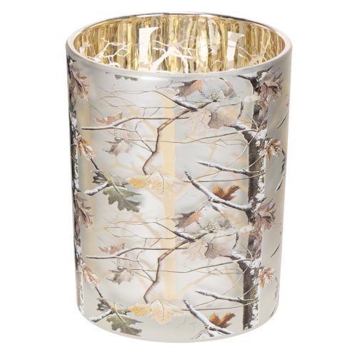 Glass Lantern with Winter Forest Branch Design, Gold Interior, 12cm buy online | Floristik24.co.uk