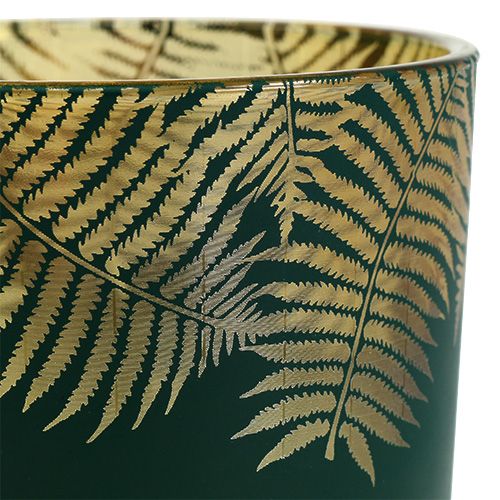 Floristik24 Windlight Glass Fern Green Ø10cm H12,5cm