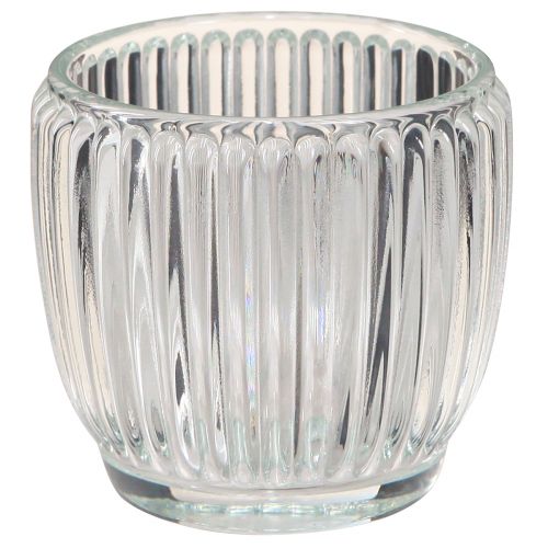 Product Lantern glass candle glass with grooves clear Ø7cm 6 pcs