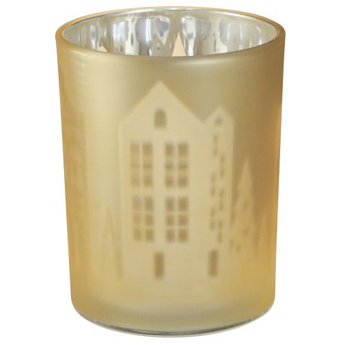 Floristik24 Lantern Glass Silver Gold City Silhouette H12.5cm 4 pcs
