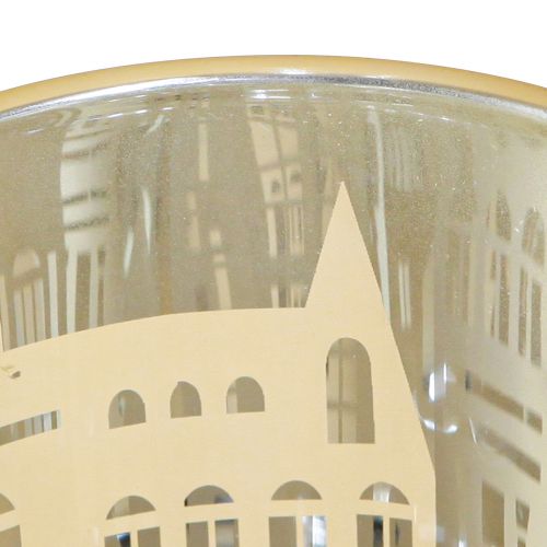 Product Lantern Glass Silver Gold City Silhouette H12.5cm 4 pcs