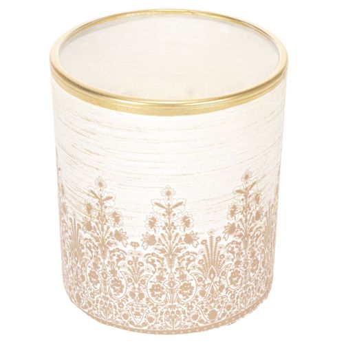 Lantern glass tealight holder floral pattern Ø8cm H9cm 2pcs | Floristik24.co.uk