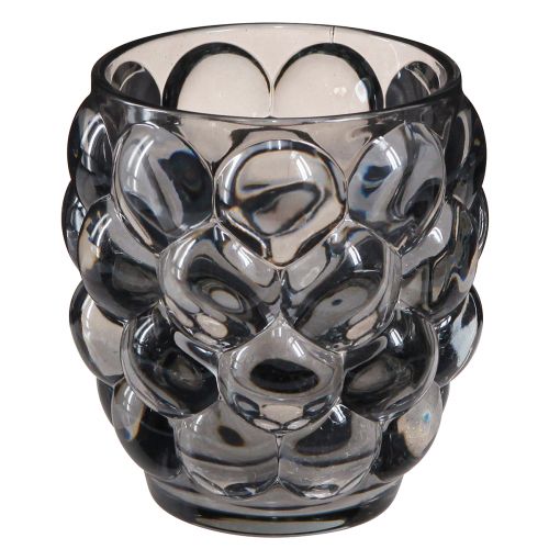 Floristik24 Lantern glass tealight holder grey tinted Ø9cm H9.5cm 4pcs