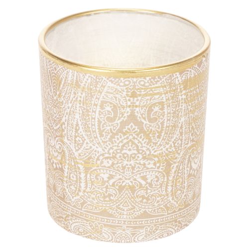 Lantern Glass Tea Light Holder Paisley Pattern Ø8cm H9cm 2pcs | Floristik24.co.uk