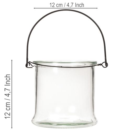 Glass hanging lantern Ø12cm H12.5cm 2pcs | Floristik24.co.uk