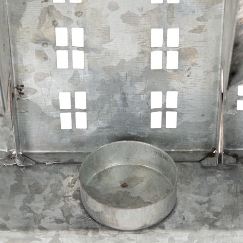 Metal House Row with Tealight Holders, Silver, 68 cm, Advent Decoration | Floristik24.co.uk