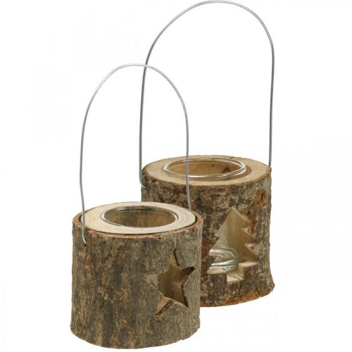 Tealight holder for hanging Tealight holder wood 7.5cm 2pcs