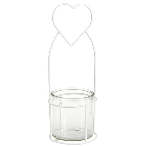 Product Lantern Heart White Lantern Holder Glass Ø12cm H30cm 2pcs