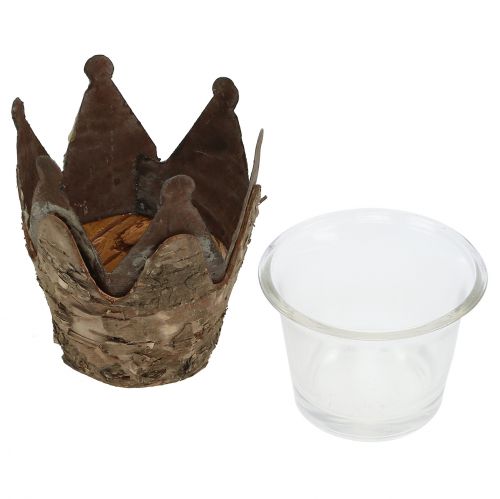 Floristik24 Lantern crown with birch and metal Ø7cm H7.5cm 3pcs