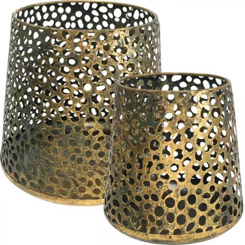 Product Wind light lantern golden Ø14/20.5cm H14.5/19.5cm set of 2