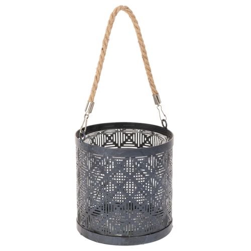 Lantern metal decoration Lantern with handle and glass Anthracite Ø16cm 2pcs buy online | Floristik24.co.uk