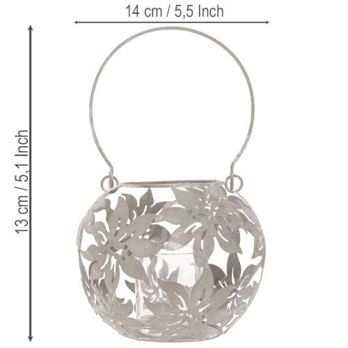 Wind light metal hanging decoration decorative lantern gray Ø14cm H13cm | Floristik24.co.uk