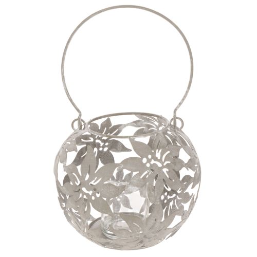 Wind light metal hanging decoration decorative lantern gray Ø14cm H13cm | Floristik24.co.uk