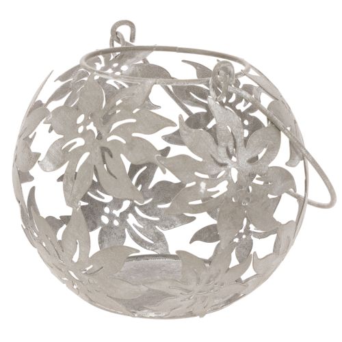Wind light metal hanging decoration decorative lantern gray Ø14cm H13cm | Floristik24.co.uk