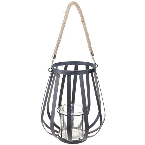 Floristik24 Windlight Metal Lantern with Glass Anthracite Ø23cm H27cm