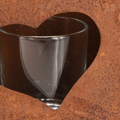Product Lantern metal bag rust with glass insert H15cm 2pcs