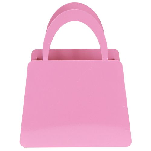 Product Lantern metal bag with glass insert pink heart H26cm