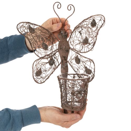 Metal lantern, wall decoration, butterfly, rust finish, 36.5cm | Floristik24.co.uk