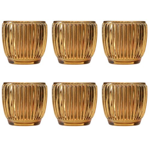 Product Lantern Orange Candle Holder Glass Retro Ø7cm H7cm 6 pcs