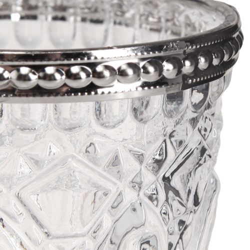 Product Lantern Retro Glass with Metal Rim Clear Ø7cm H8cm 6 pcs