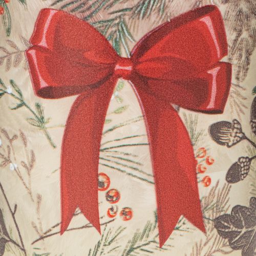 Glass Candle Holder with Red Bow and Christmas Branches 8cm Set of 2 | Floristik24.co.uk