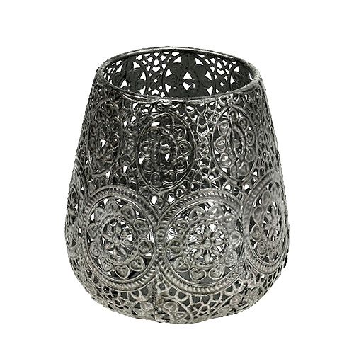 Floristik24 Candle jar Silver Ø12cm H13cm 1pc