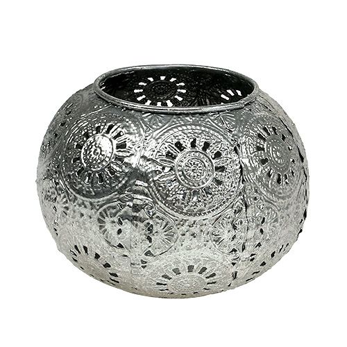 Floristik24 Windlight silver oriental Ø12cm H9cm