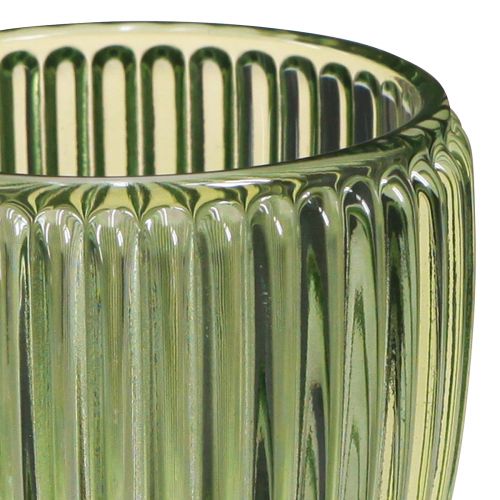 Product Lantern tealight holder glass green retro Ø7cm H7cm 6 pcs