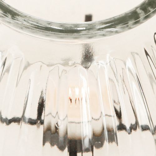 Product Lantern tealight holder glass metal clear black Ø14.5cm