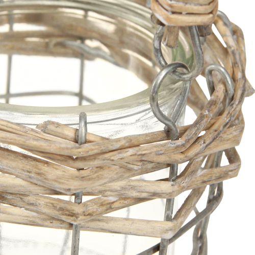 Product Lantern tealight holder glass metal willow Ø10.5cm 3pcs