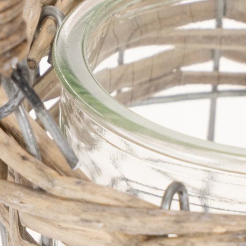 Lantern tealight holder glass metal willow Ø10.5cm 3pcs | Floristik24.co.uk