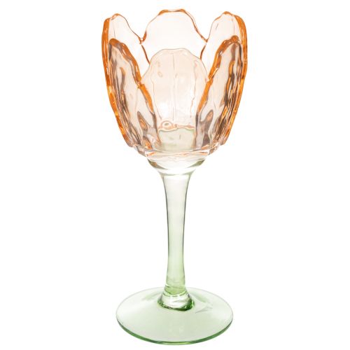 Tulip-shaped glass tealight holder, vintage style, romantic home decoration, 20cm
